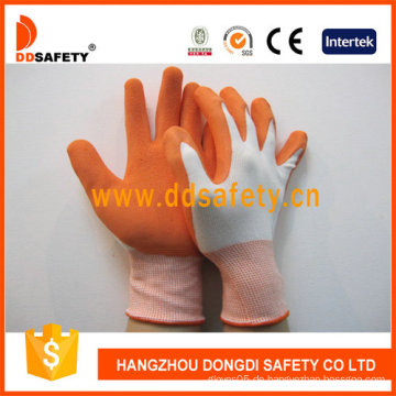 Weiße Nylon-Schutzhandschuhe, orange Latex-Handschuhe Handschuhe (DNL212)